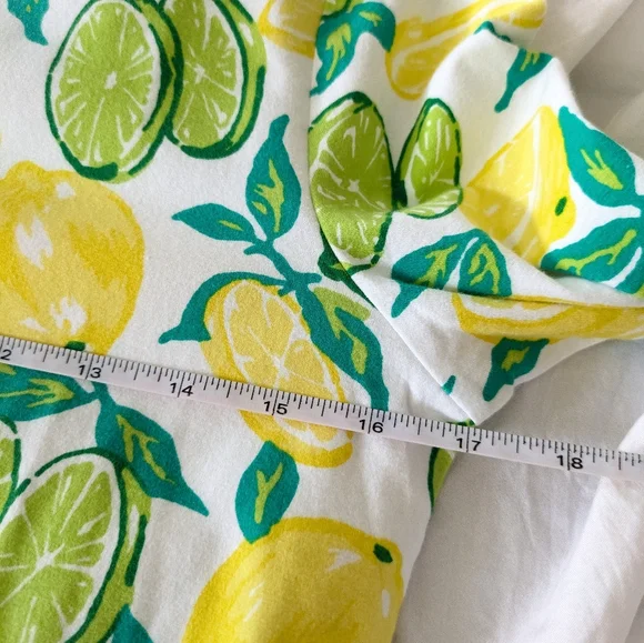 Talbots Lemon Lime Print Cotton Blend 3/4 Sleeve Boat Neck Top Size PS‎ Summer - Picture 4 of 6